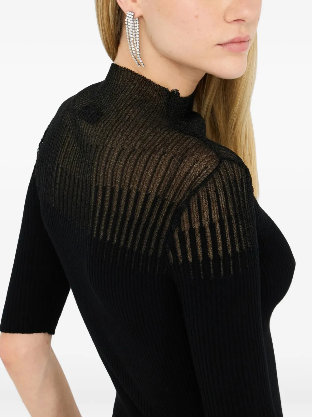 Liu •jo Ribbed High-neck Top In Black