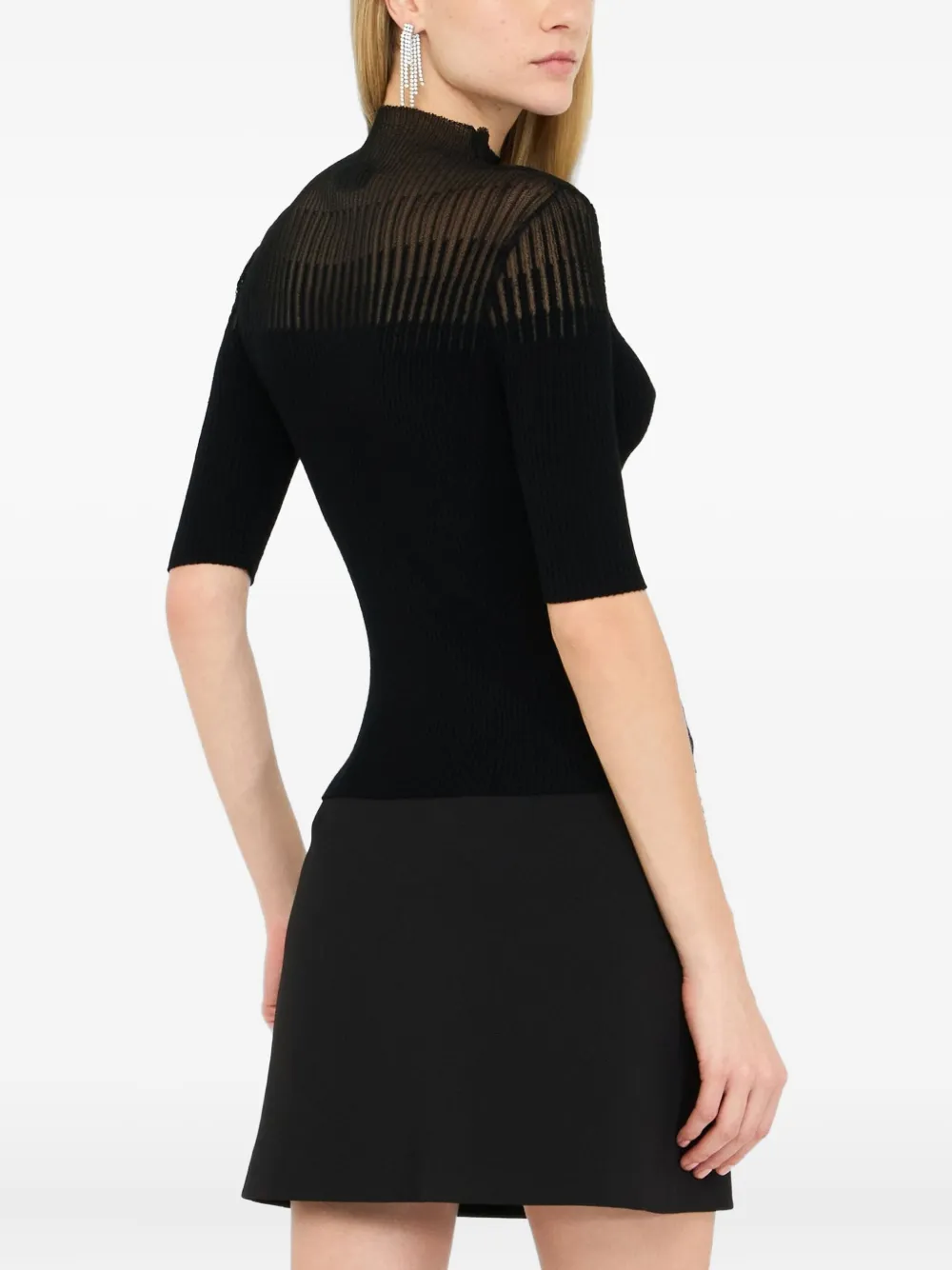 Liu •jo Ribbed High-neck Top In Black
