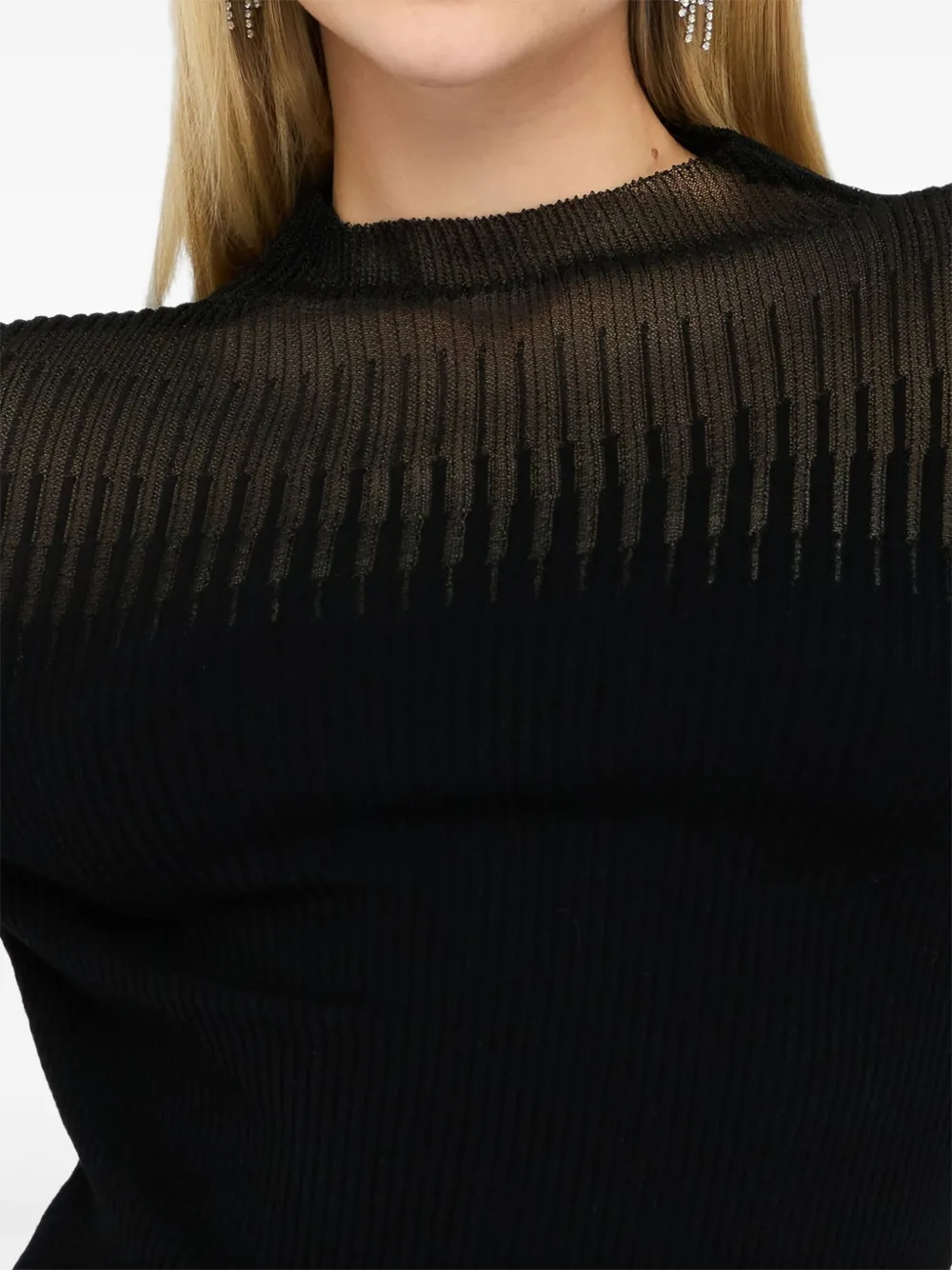 Liu •jo Ribbed High-neck Top In Black