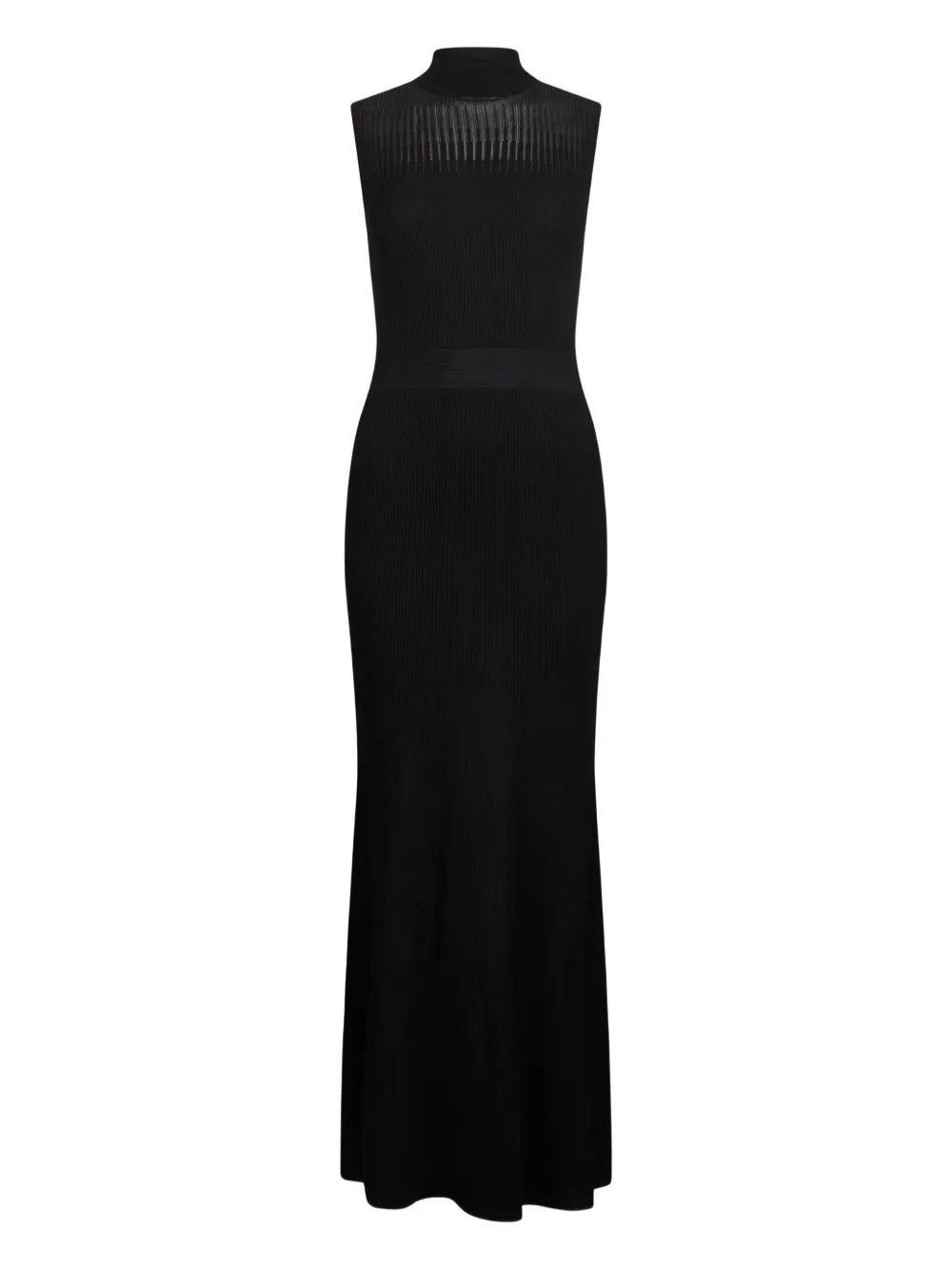 Liu •jo Ribbed High-neck Maxi Dress In Black