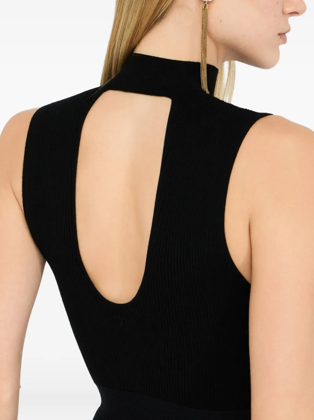 Liu •jo Ribbed High-neck Maxi Dress In Black