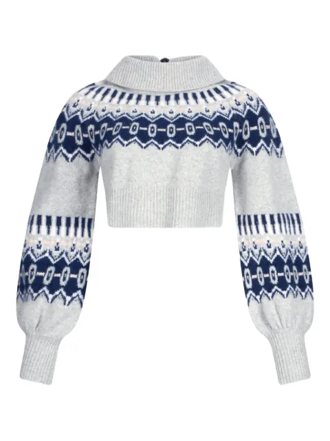 LIU JO jacquard puff-sleeve crop sweater