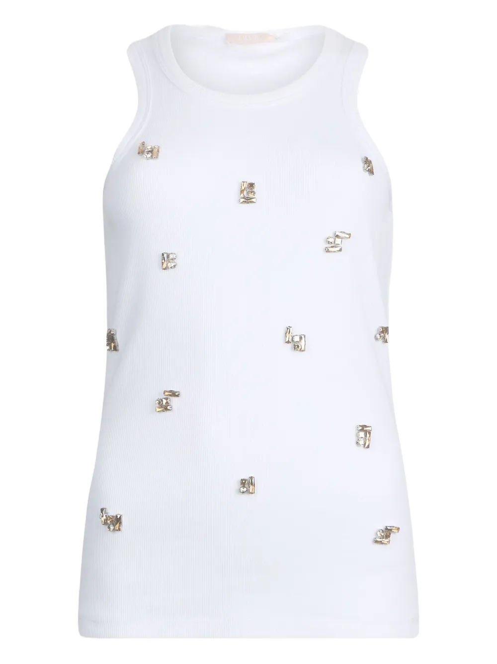 LIU JO ribbed bejewelled tank top Wit