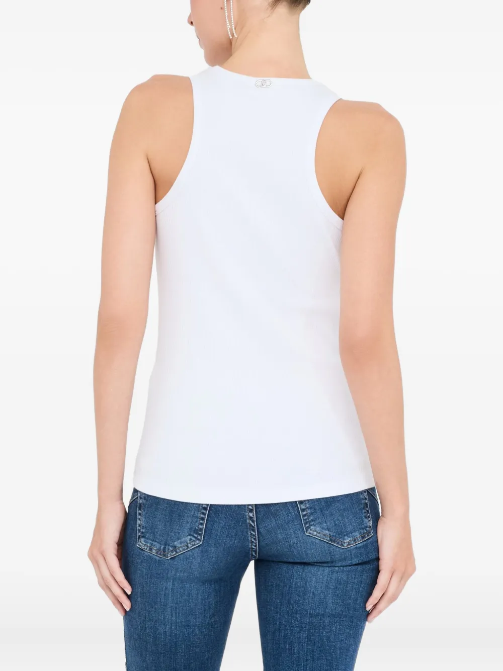 LIU JO ribbed bejewelled tank top Wit