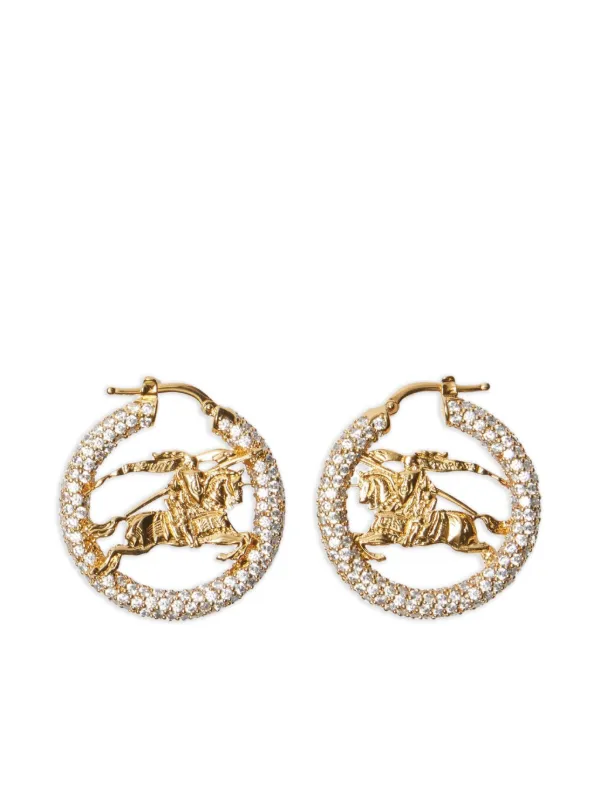 Burberry Knight Pavé Hoop Earrings in Yellow