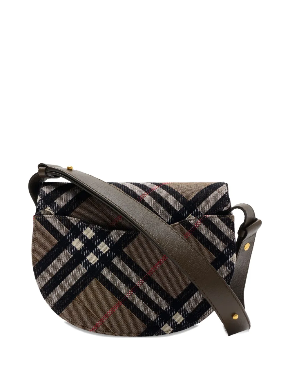 Burberry Bridle Small Check Saddle Shoulder Bag In Brown