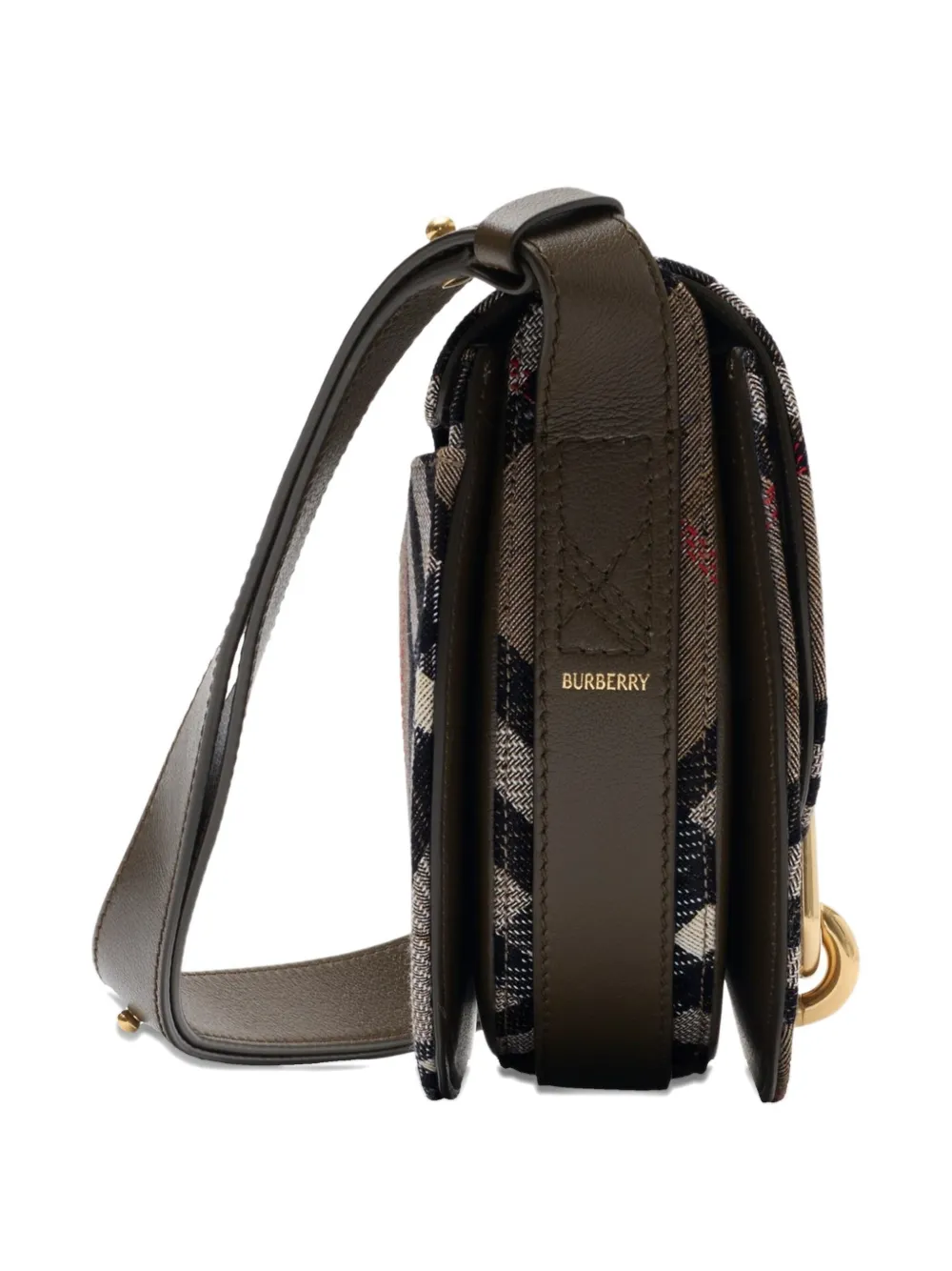 Burberry Bridle Small Check Saddle Shoulder Bag In Brown