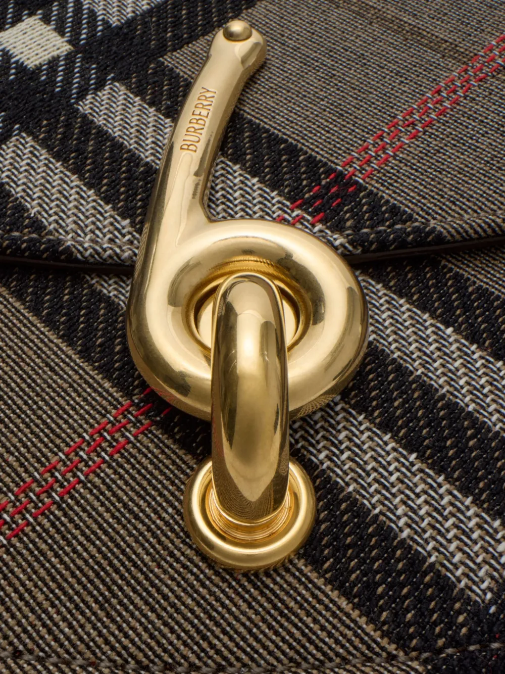 Burberry Bridle Small Check Saddle Shoulder Bag In Brown