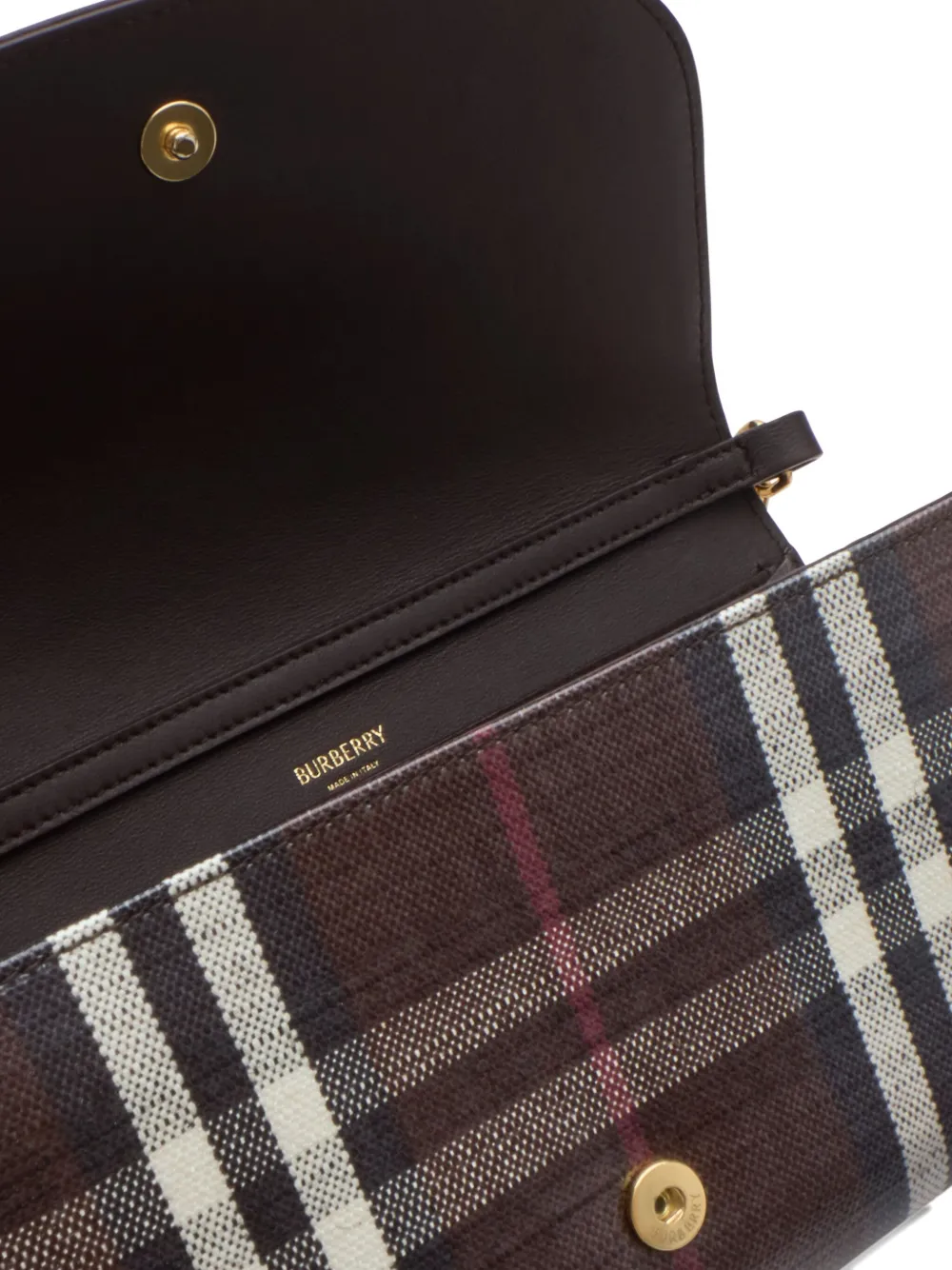 Burberry Highlands Check-pattern Chain Wallet In Brown