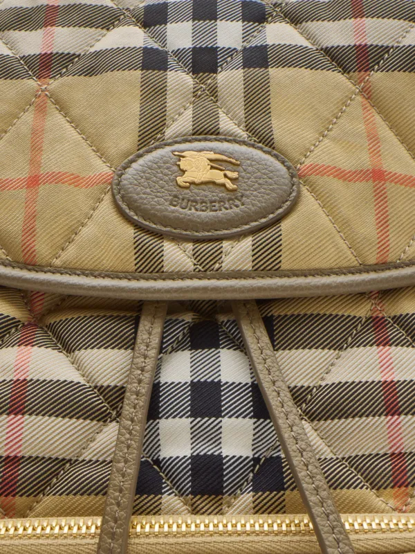 Burberry Horseshoe checked-pattern Backpack Neutrals FARFETCH JO