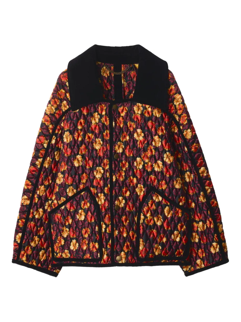 Burberry Floriston geranium leaf-print quilted jacket | Red | Image 1