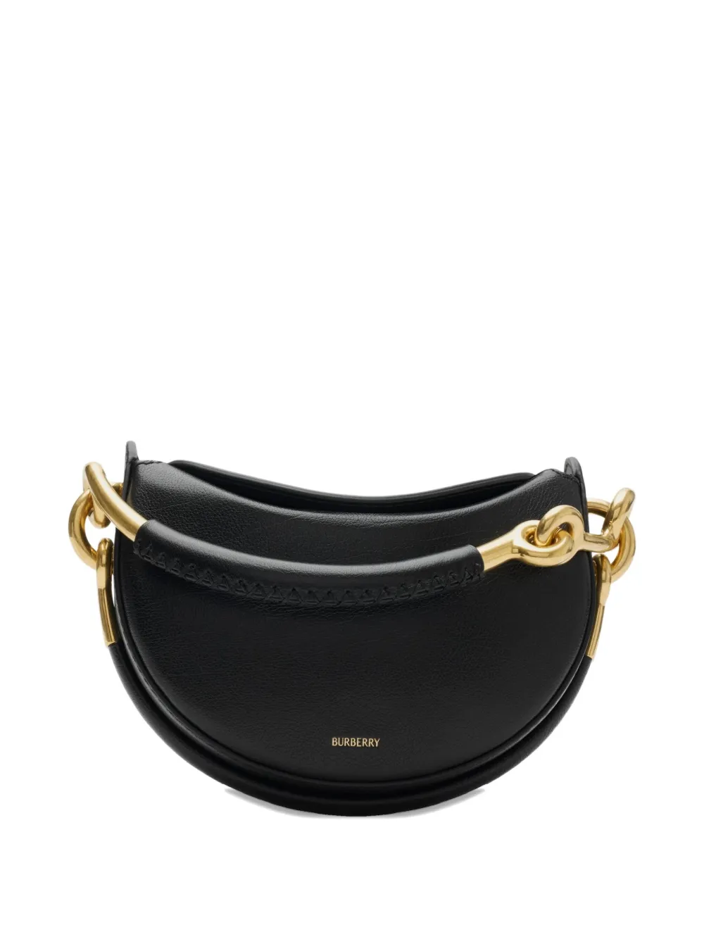 Burberry Halvemaanvormige leren clutch - Zwart