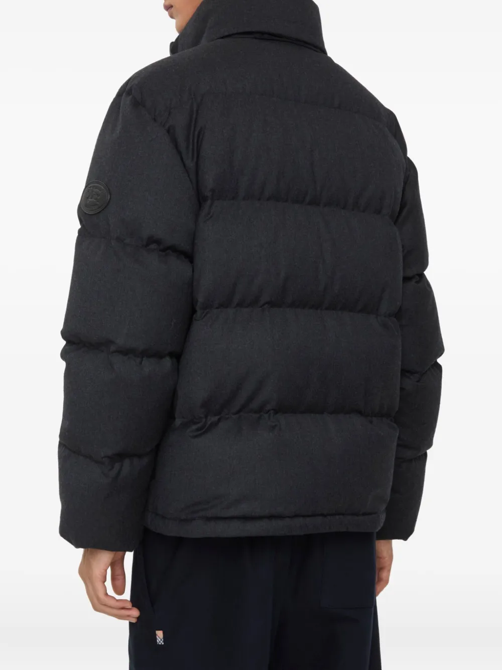 Burberry Wollen donsjack met ridderprint Zwart