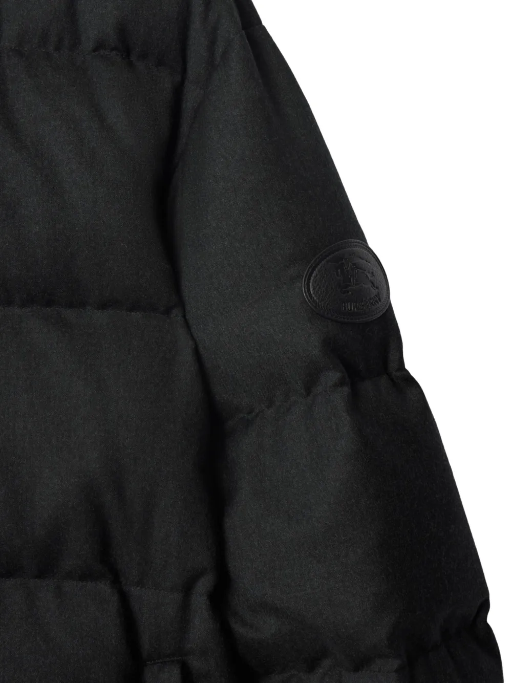 Burberry Wollen donsjack met ridderprint Zwart