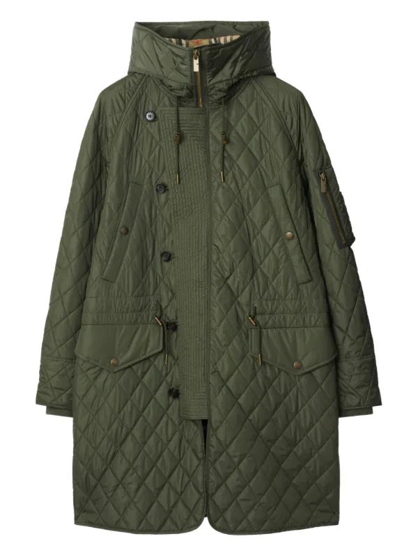 Burberry キルティング パーカーコート | グリーン | FARFETCH JP