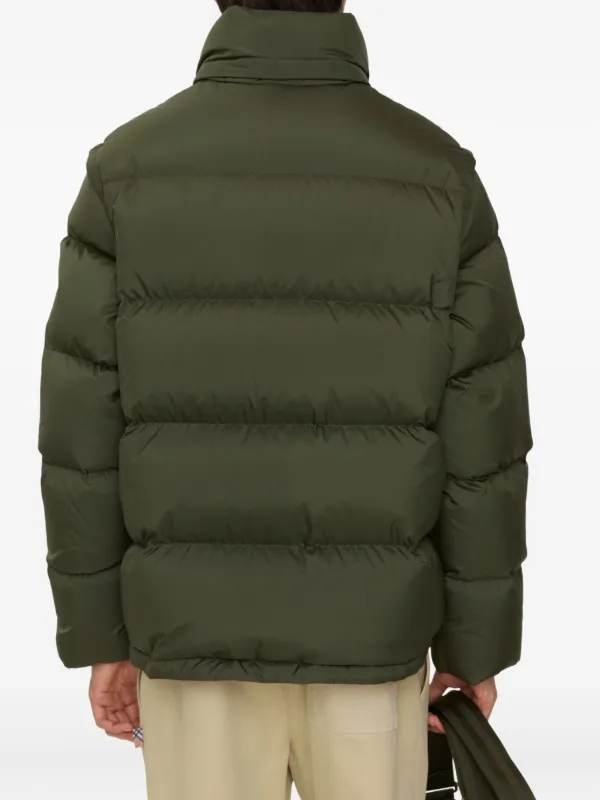 BURBERRY オリーブグリーン ダウンジャケット Burberry Detachable Sleeve Puffer Jacket | Green | FARFETCH