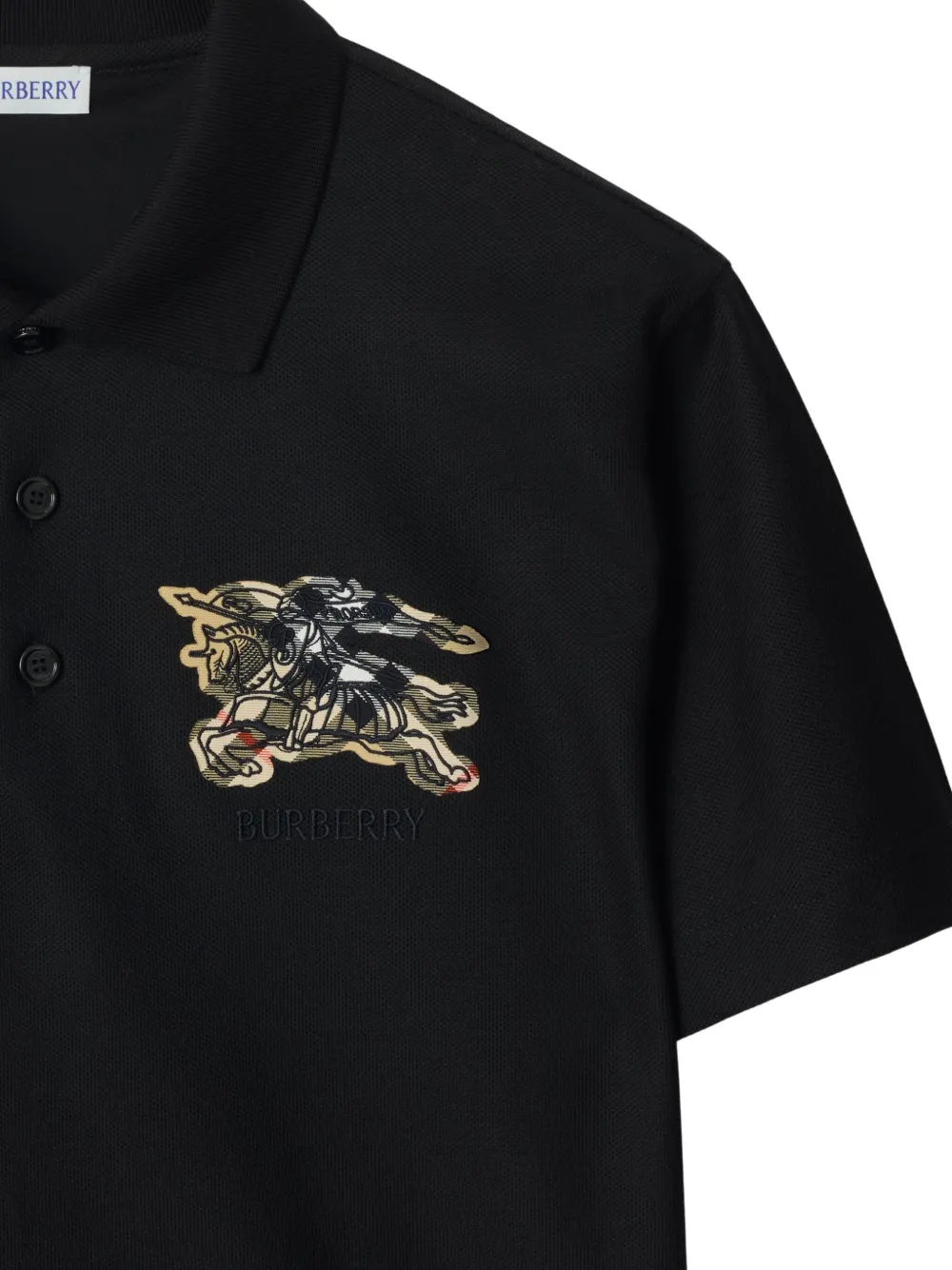 Burberry Equestrian Knight Design polo shirt Zwart