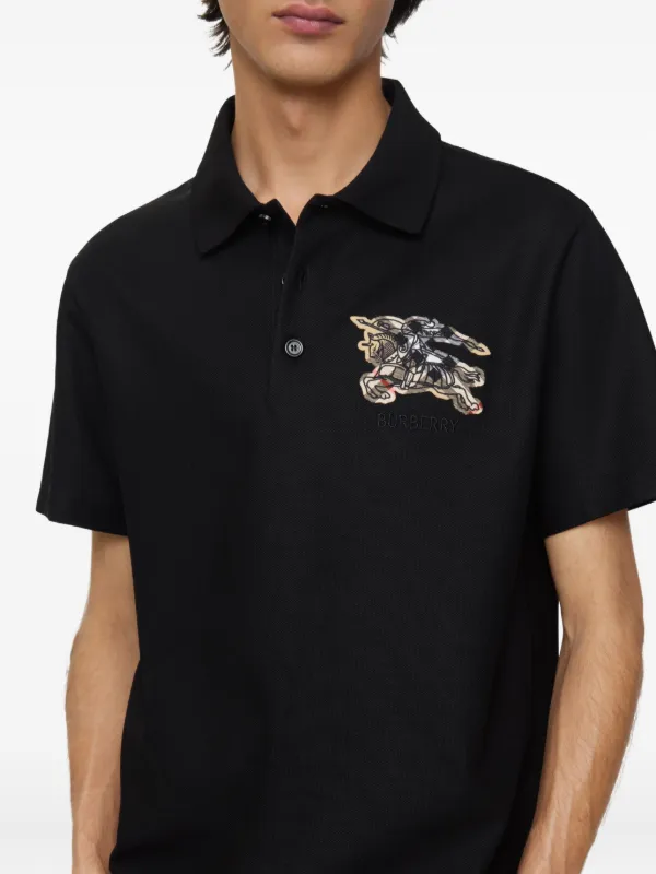 Burberry Equestrian Knight Design Polo Shirt | Black | FARFETCH