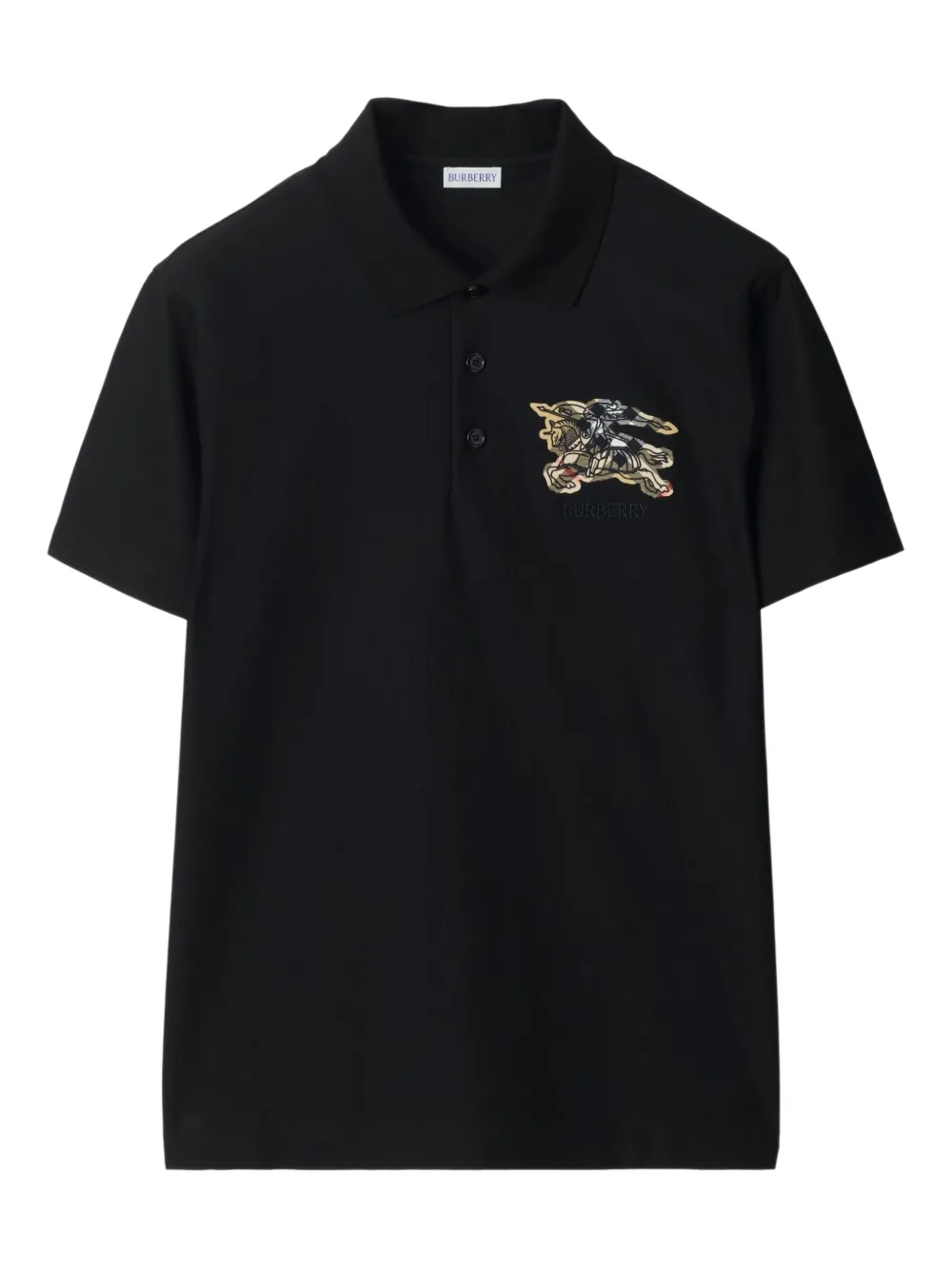 Burberry Equestrian Knight Design polo shirt Zwart