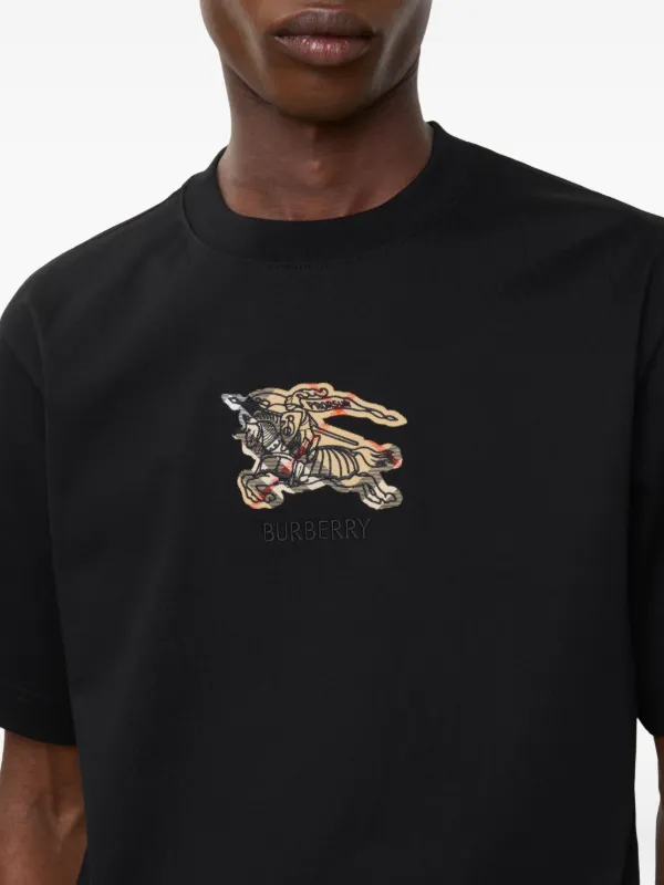 Burberry Equestrian Knight-check Cotton T-shirt | Black