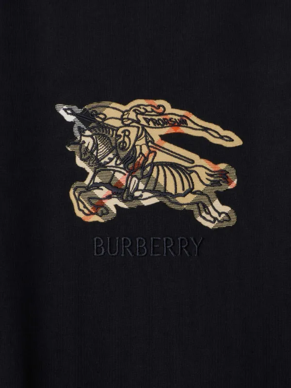 Burberry Equestrian Knight-check Cotton T-shirt | Black