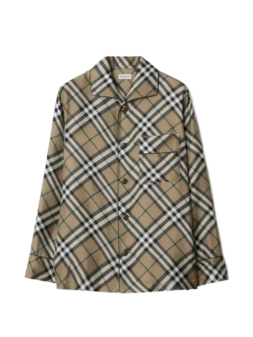 Burberry Geruit zijden pyjamashirt Bruin