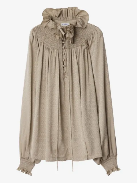 Burberry blusa con volantes en el cuello y motivo geométrico