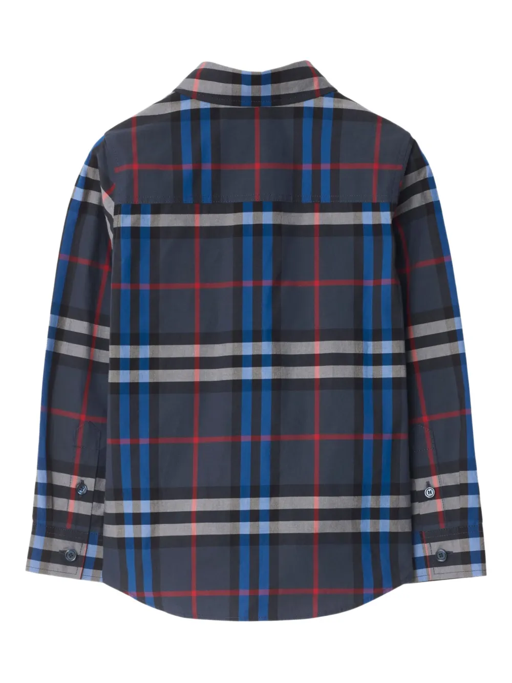 Burberry Kids Geruit shirt Blauw