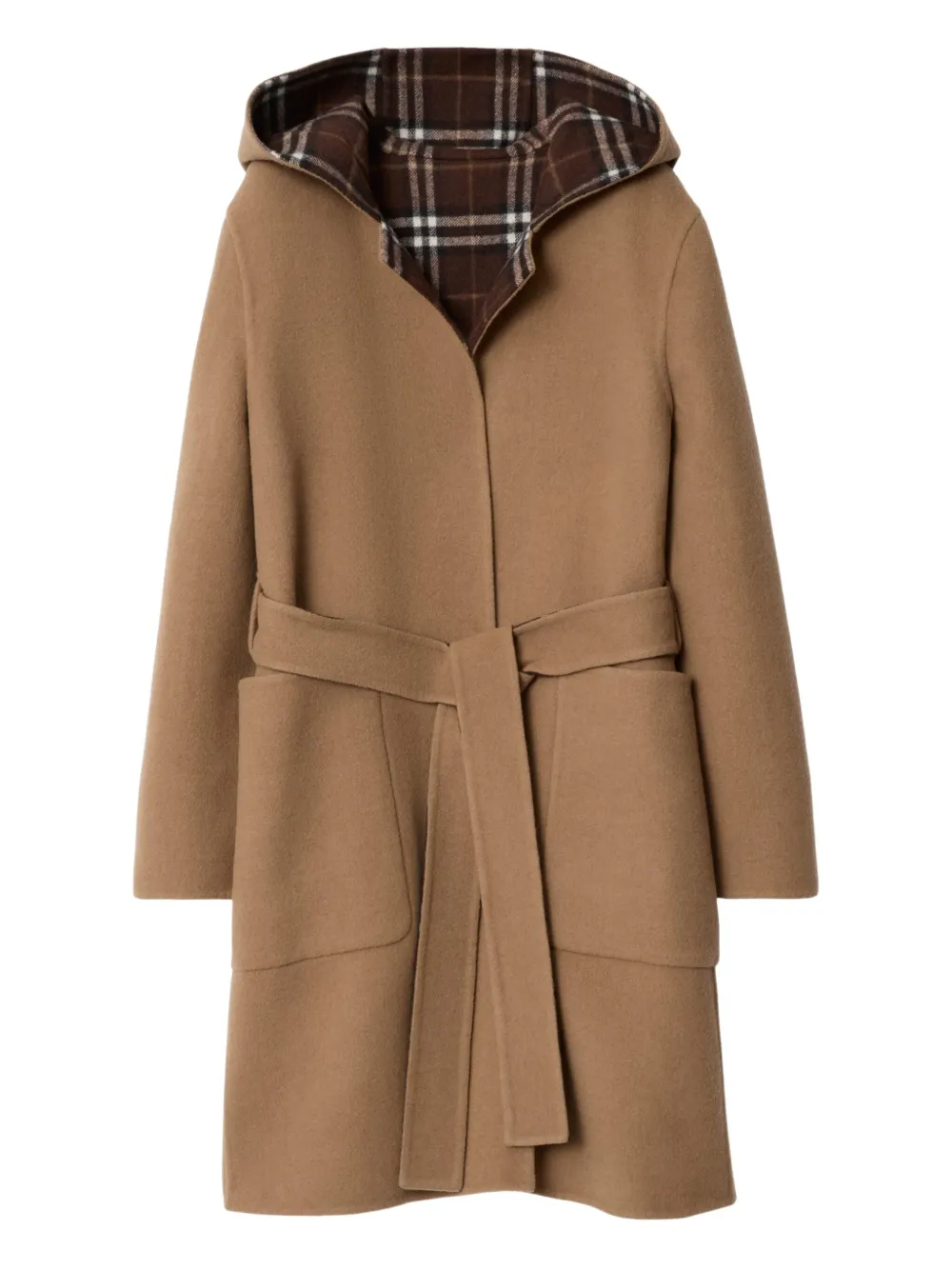 Burberry Hampshire Reversible Hooded Wrap Coat In Animal Print