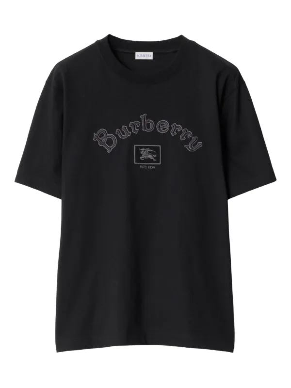 Burberry Camiseta Com Logo Equestrian Knight | Preto | FARFETCH BR