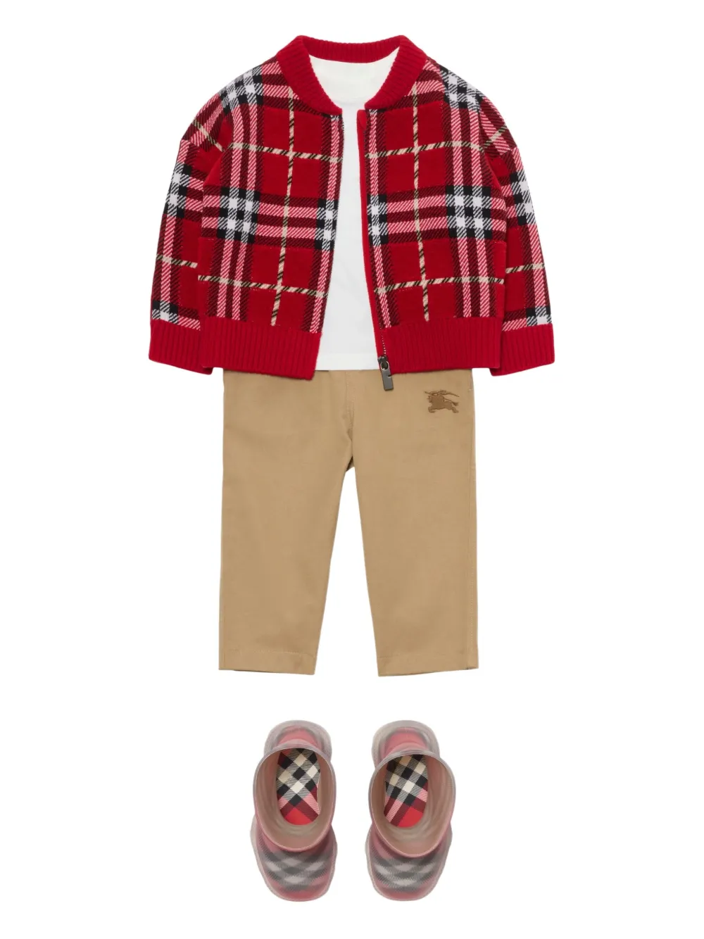 Burberry Kids Geruit wollen vest Rood