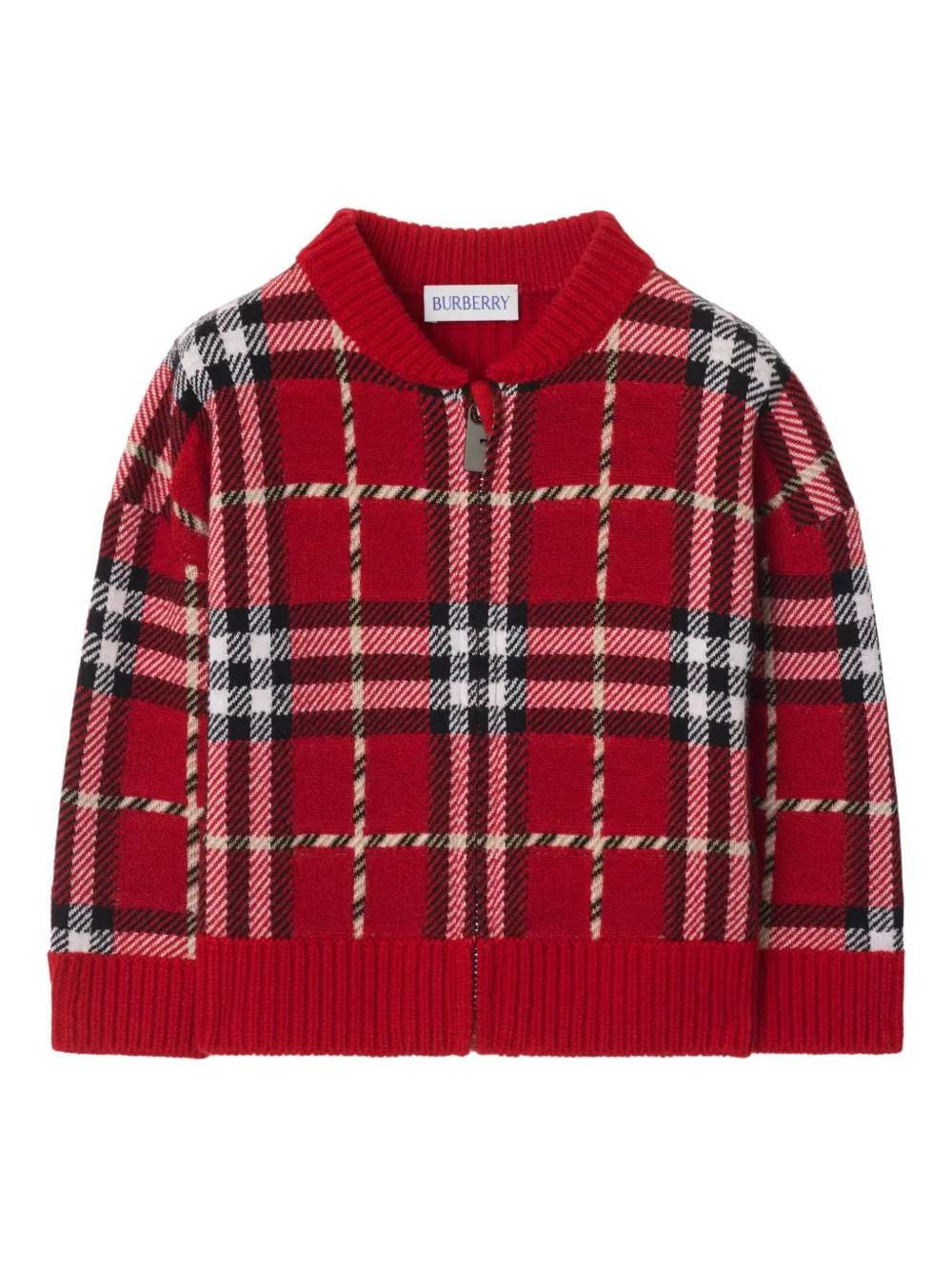 Burberry Kids Geruit wollen vest Rood