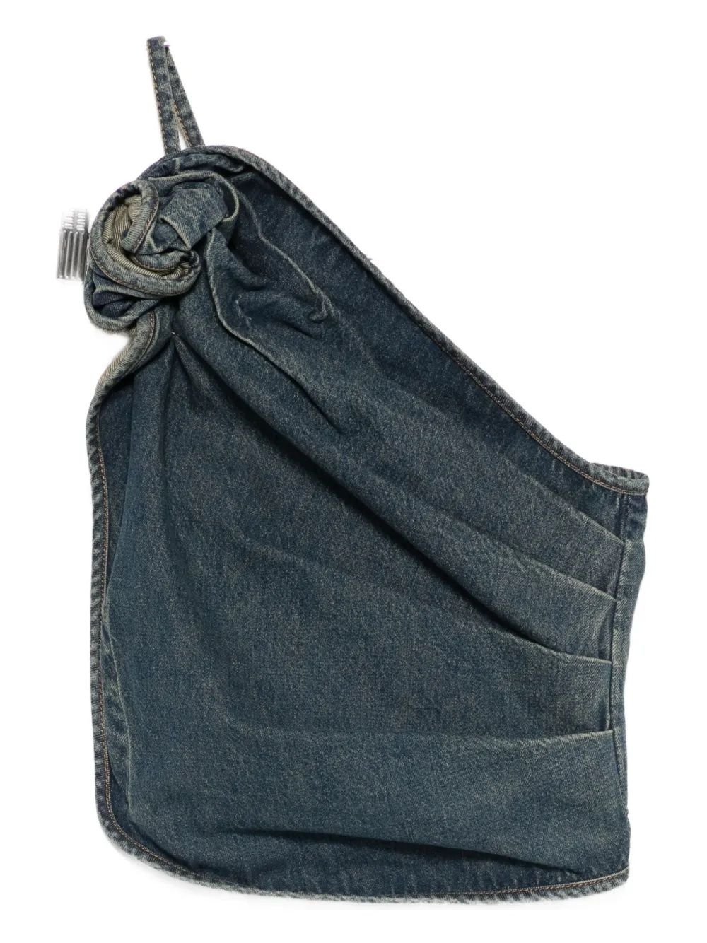 Magda Butrym Draped Asymmetric-neck Top In Blue