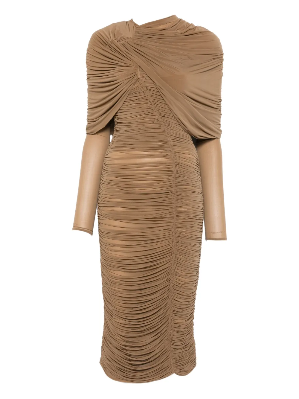 Magda Butrym Dress 17 In Taupe Polyamide Polyester In Brown