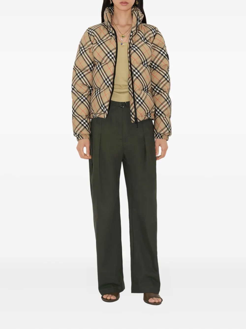 Burberry Donsjack met Vintage Check-patroon Beige