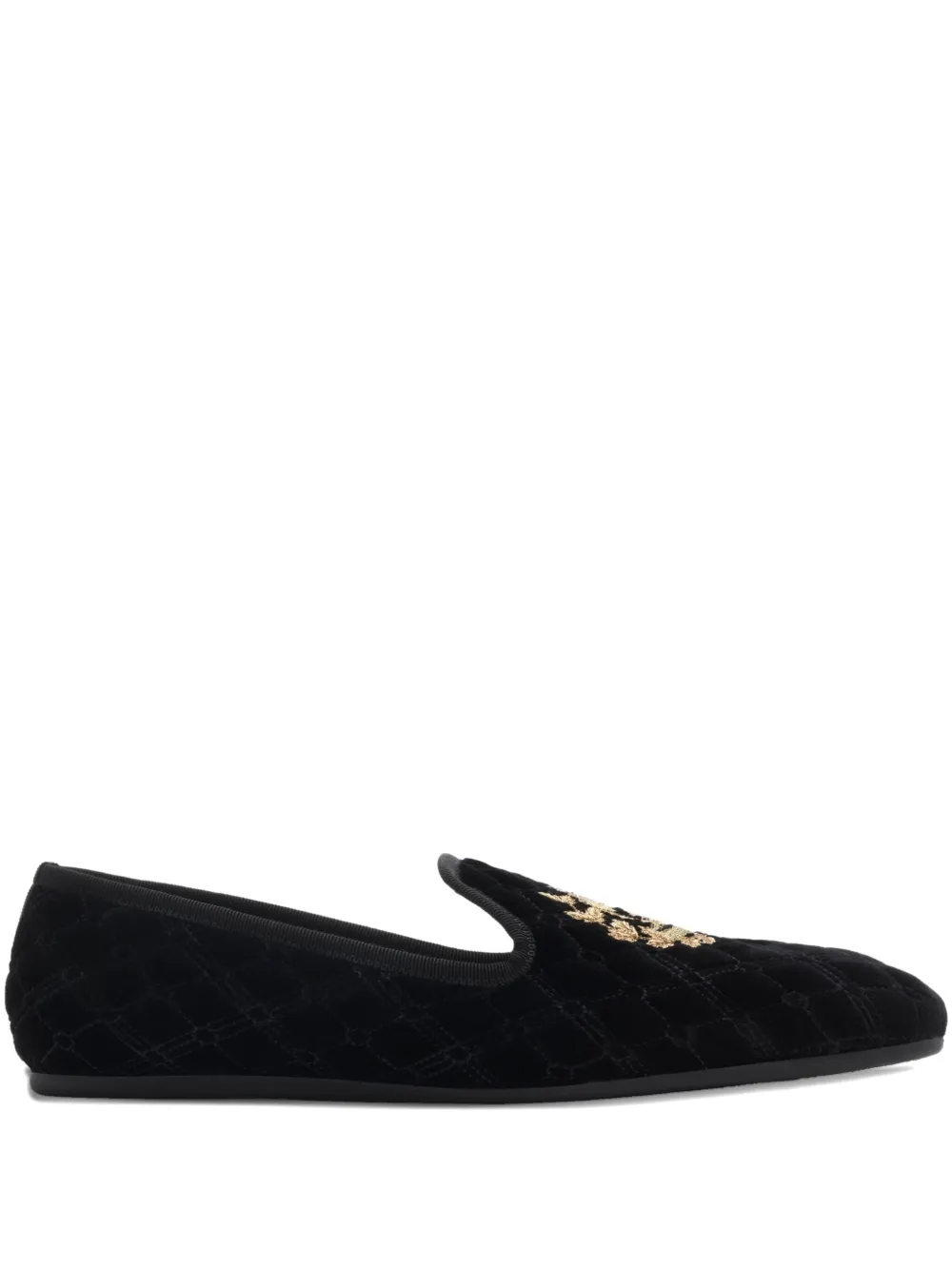 Burberry Quilted Crest-embroidery Loafers In Black