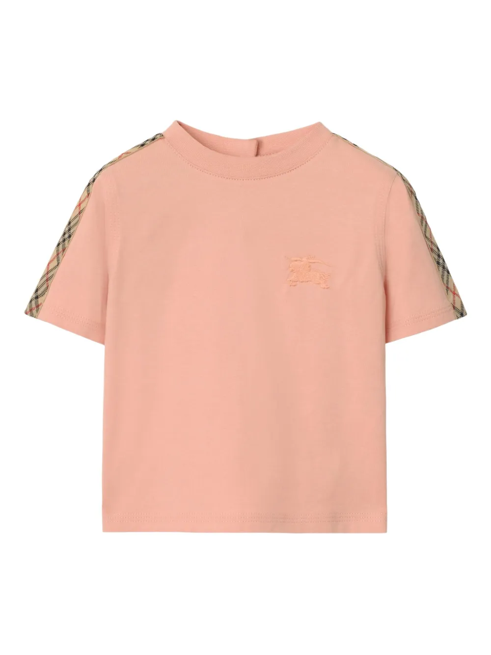 Burberry Kids T-shirt met geruite afwerking en borduurwerk Roze