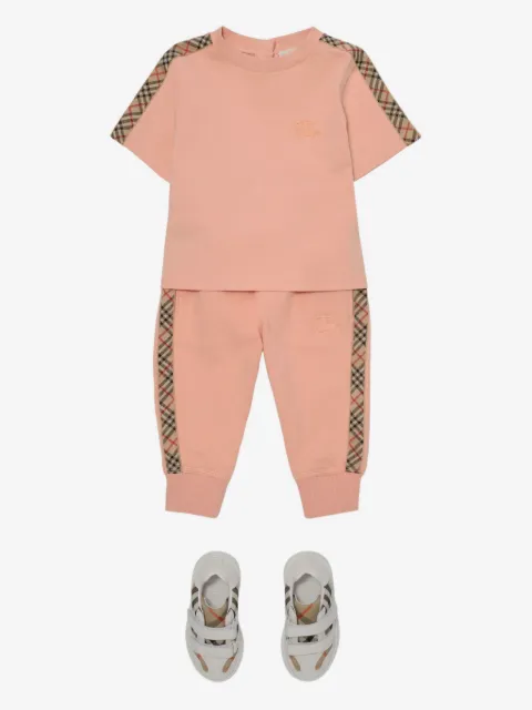 Burberry Kids Check-trimmed embroidered T-shirt