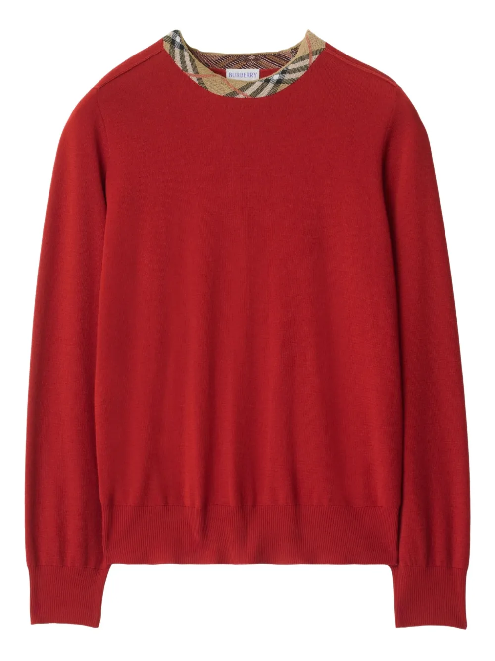 Burberry check-trimmed wool sweater - Red