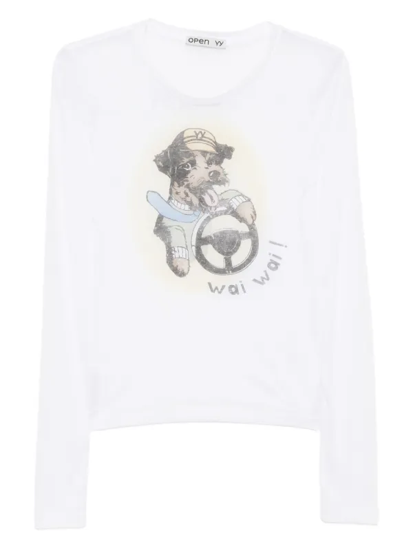 Open Yy 長袖Tシャツ 数字5 ホワイト OPEN YY I ♥ YY 長袖Tシャツ ホワイト open yy 長袖Tシャツ 数字5