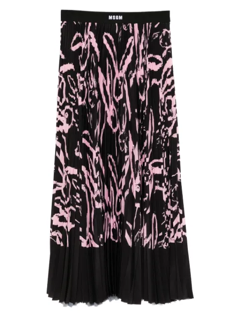 MSGM rabbit-print pleated skirt