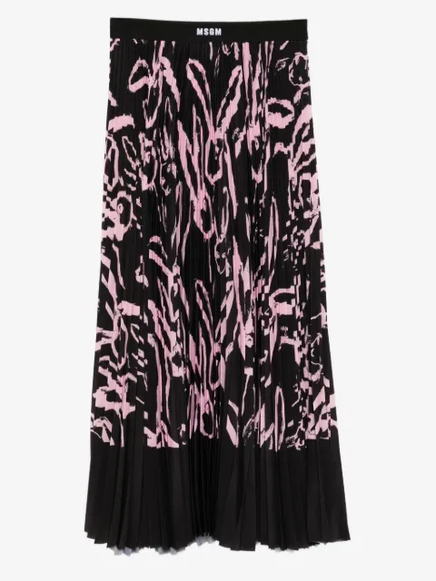 MSGM rabbit-print pleated skirt