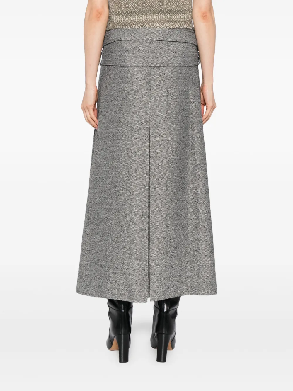 Open Yy Double-belt Pleated Skirt In Green