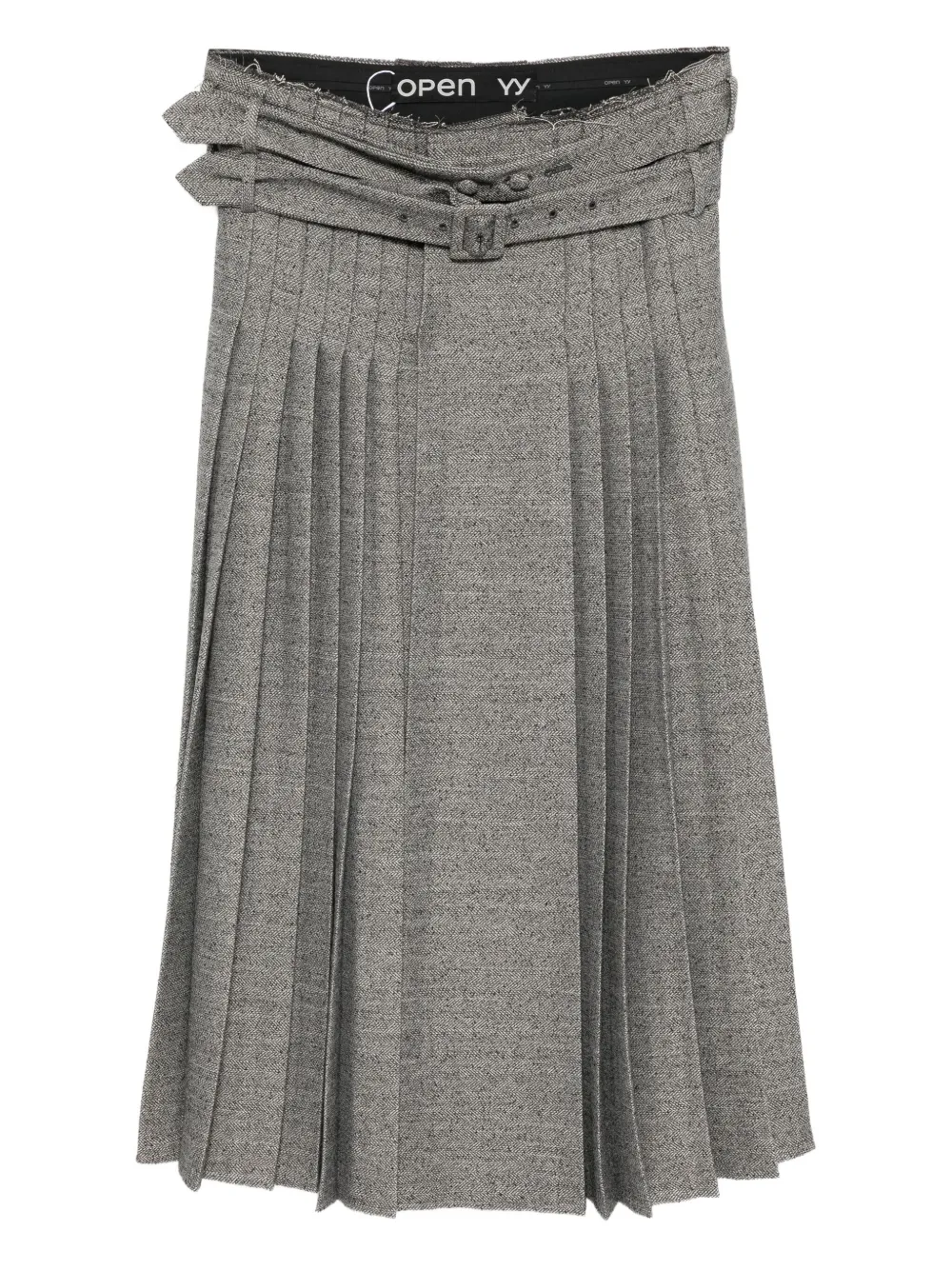 Open YY double-belt pleated skirt | Grey | Image 1