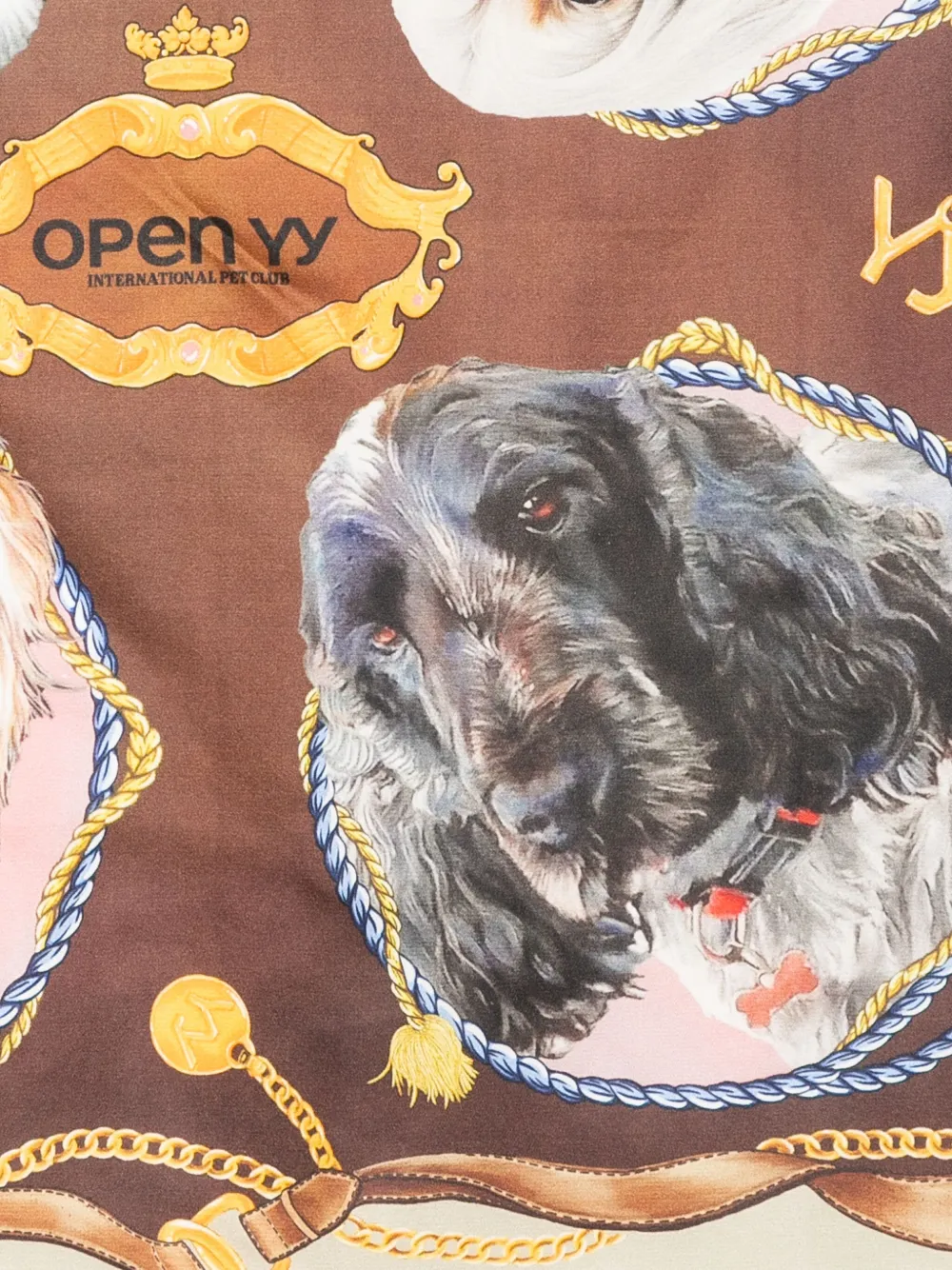 Open YY Zijden bandana met grafische print - Bruin