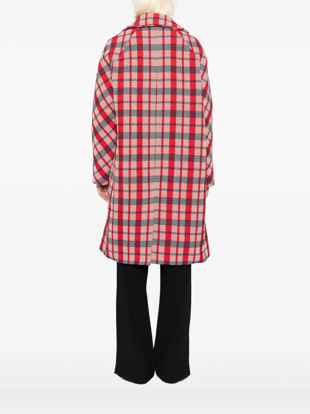 Martin Grant Checked Cocoon Coat In Red