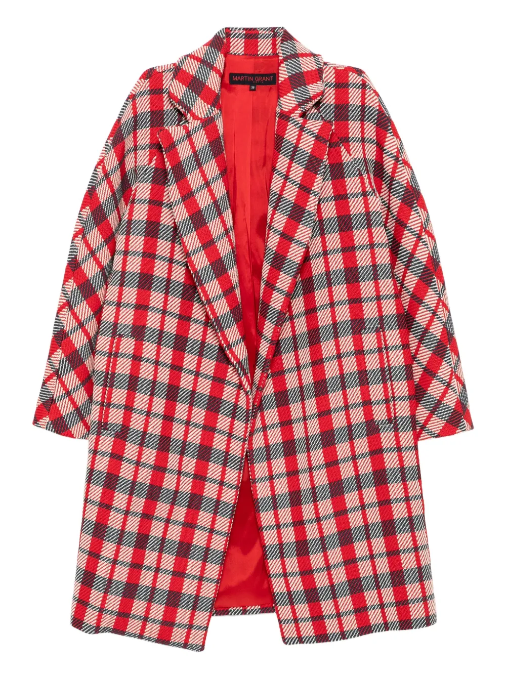 Martin Grant checked cocoon coat | Red | Image 1