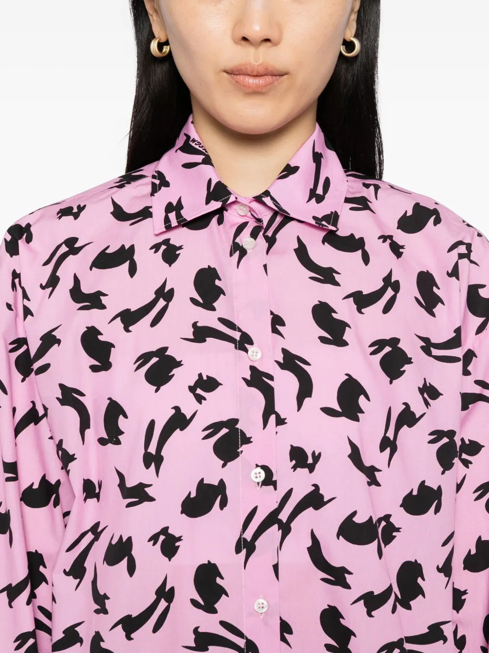 Msgm Rabbit-print Shirt In Pink