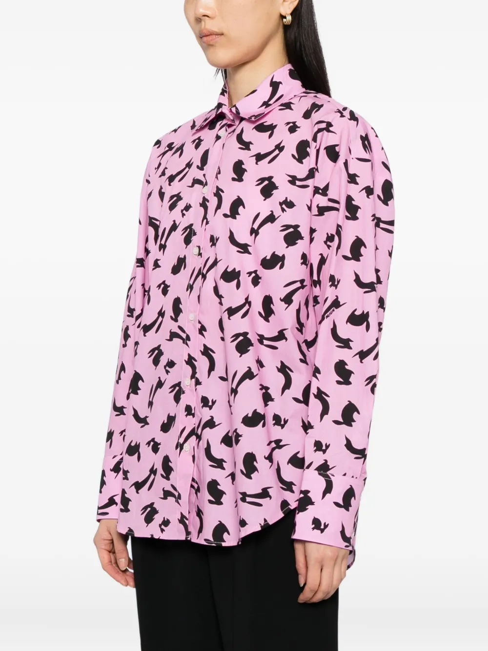 Msgm Rabbit-print Shirt In Pink