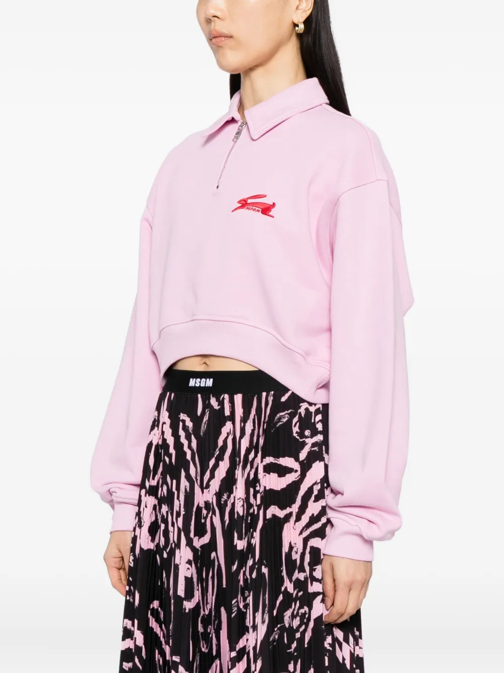 MSGM Top met geborduurd logo Roze
